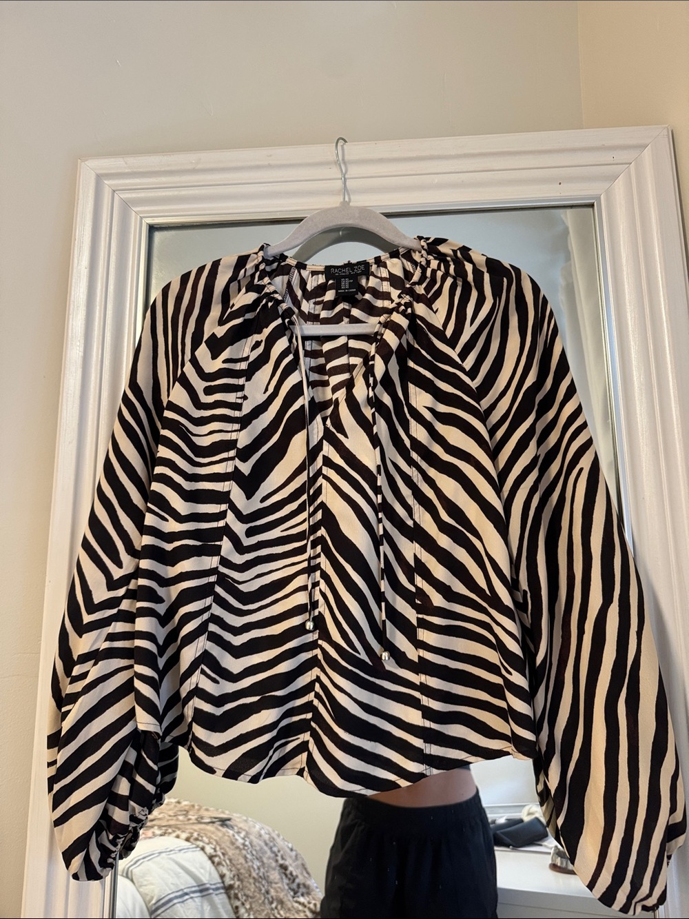 Rachel Zoe Black and White Zebra Peasant Blouse